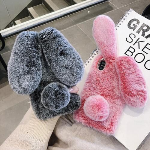 Bunny Fur Cases For Nokia 4.2 2.3 5.3 7.2 6.2 Rabbit Plush Silicone Case nokia 8.1 Plus Case Soft Cover Fundas Coque Shell Skin