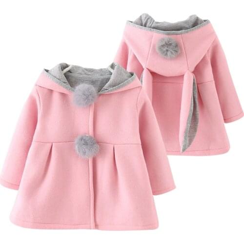 Kids Autumn Winter Cartoon Rabbit Ears Long Sleeve Clothes Girls Casual Jackets Children Waistcoat Hoodie Coat Warm Outerwear