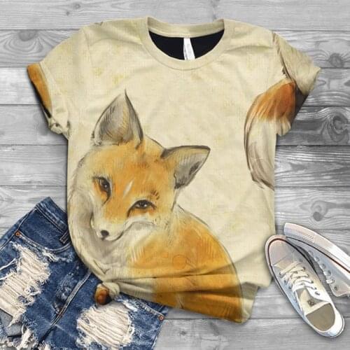 2021 fashion casual mens and womens summer round neck 3D fox T-shirt childrens street outdoor comfortable inch shirt