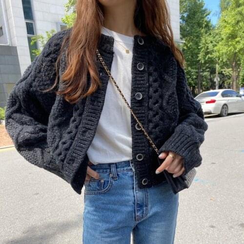 Hzirip Women Knitted Sweater 2020 Autumn New Female Cardigan Twist Coat Casual All-Match Solid Concise Fashion Office Lady Tops