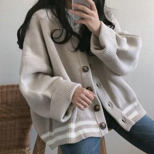 WomenS Cardigan Sweater Autumn Winter Korean Long Sleeve Fashion Loose Slim Ladies Knitting Coat Jacket Harajuku Knit Sweaters