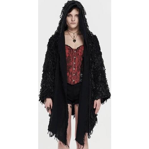 PUNKRAVE Womens Decadent Dark Coil Cardigan Sweater Gothic Do The Old Loose Witch Hat Halloween Winter Keep Warm Thick Jacket