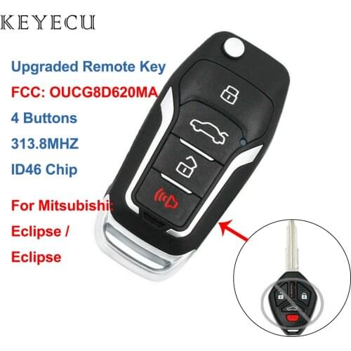 Keyecu Upgraded Remote Key Fob 4 Buttons 313.8MHZ ID46 for Mitsubishi Eclipse Galant 2007 2008 2009 2010 2011 2012, OUCG8D620MA
