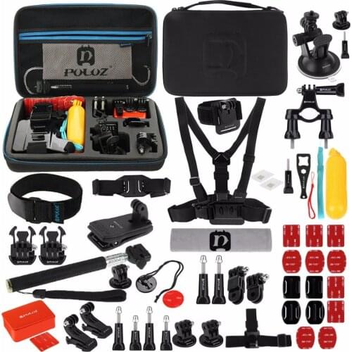 PULUZ 53 in 1 Accessories Total Ultimate Combo Kits with EVA Case for GoPro HERO7/6 / 5/ 4/3 + / 3/2/1 Xiaoyi Other Action Cam