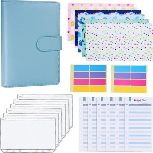 A6 Budget Binder 12 Patterns Budget Money Envelopes with 12 Expense Budget Sheets & Self-Adhesive Label
