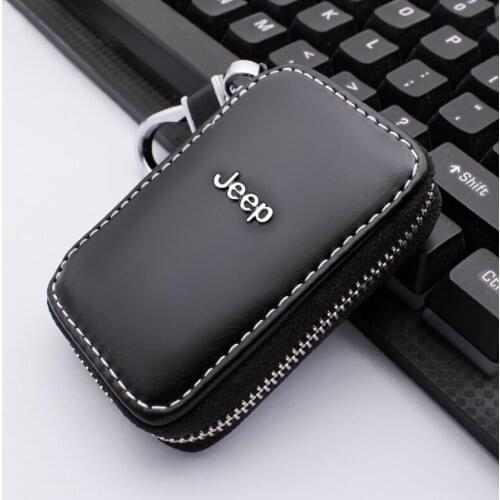 Leather Car Key Cover Storage Case Shell Wallet For Jeep Compass Renegade Grand Cherokee Patriot Wrangler Jk Auto Accessories