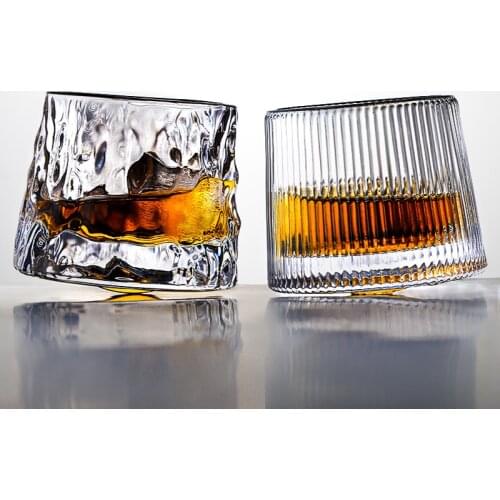 Spinning Whisky Glass Whiskey Tumblers, Old Fashioned Scotch & Bourbon Glasses