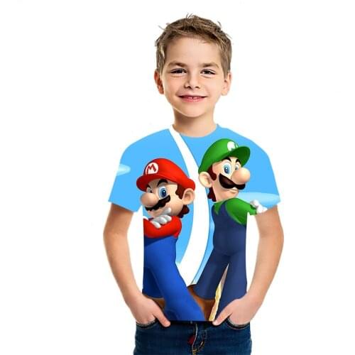 Mario And Luigi Anime 3D Simple Cotton T-Shirt Boys And Girls Summer Students Versatile Casual Short Sleeve