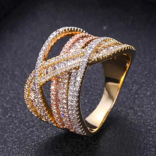 Janekelly Charm Trendy Cross Layerd Statement Stacks Rings for Women Cubic Zircon Finger Rings Beads Ring Boho Beach Jewelry