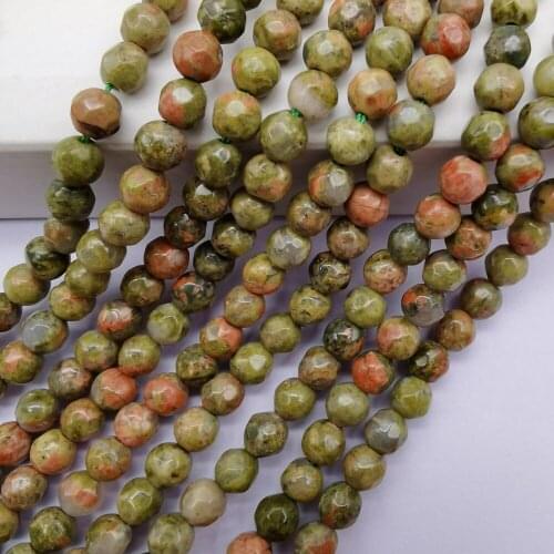 4MM Unakite Epidote Stone Faceted Loose Beads Strand 15 Inch Jewelry Making A320