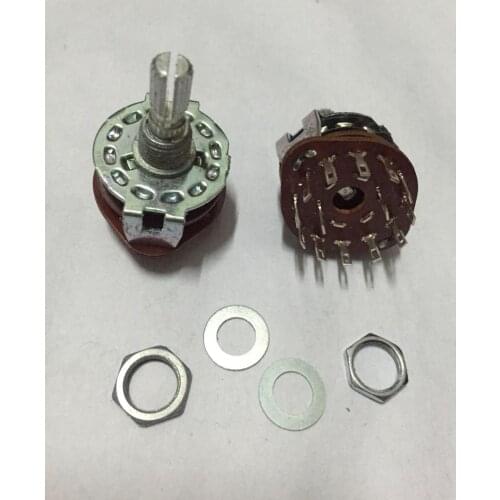 Original new 100% power amplifier source signal conversion band switch SR251N-2-6-20KQ 14pin 6gear handle length 20MM