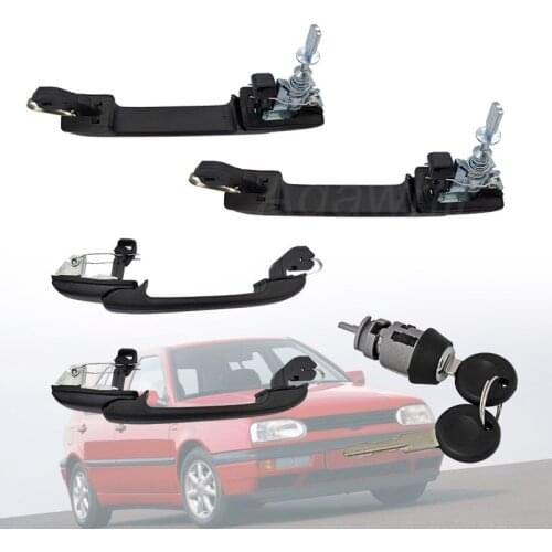 1 Set Front Rear Outer Door Handles Ignition Lock Core for 1992-1995 VW Golf Jetta Vento-EU 1H0837207/B/C 1H4839205