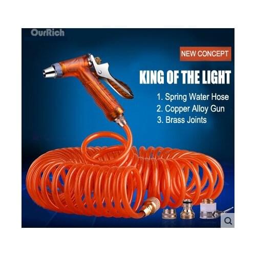 Pressure Spring Hose Garden Water Gun Portable Water Pressure Car Washer Car Styling Washer Brass Alloy Water Spray Nozzle arma