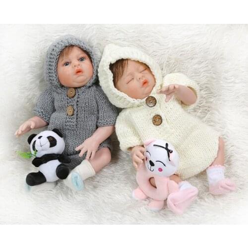 Real 47CM boy and girl bebe Reborn Doll corpo de Silicone Doll Boneca In fashion Clothes twins Baby Dolls toys For Children gift