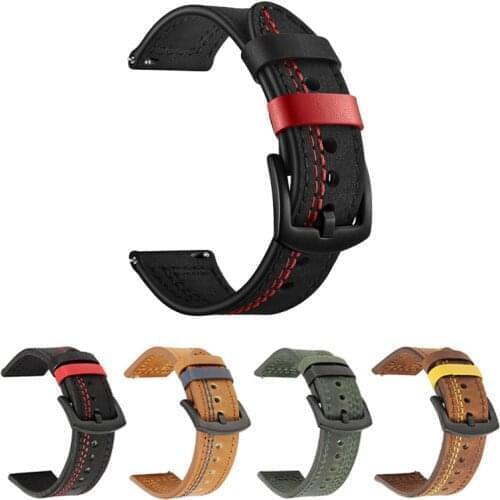 Watch Band 22mm Genuine Leather Strap For Huawei GT GT2 46mm Watch Strap Replacements Honor Magic Watch Mens Strap