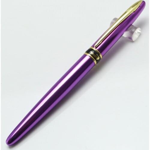 Crocodile 215 High Quality 0.38mm Extra F Nib Finance Violet Fountain Pen with Diamond Metal Ink Pen for Gift Office Stationery