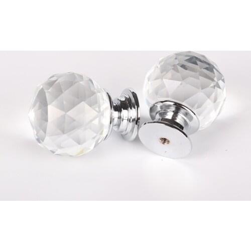 30mm 35mm 40mm Crystal Ball Design Clear Crystal Glass Knobs Cupboard Drawer Pull Kitchen Cabinet Wardrobe Handles Hardware