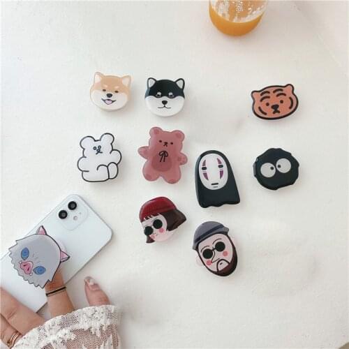 Folding Mobile Phone Grip Stand Holder For iPhone Samsung Huawei Cartoon 3D Anime Killer Uncel Girl Bear Dog Bracket Griptok