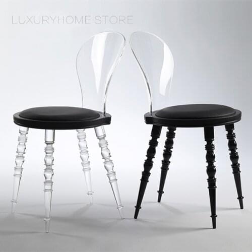 Modern Design Transparent Clear Padded Dining Chair Fashion Clear Living Room Leisure Loft Furniture Cafe Makeup Chair Stool 1PC