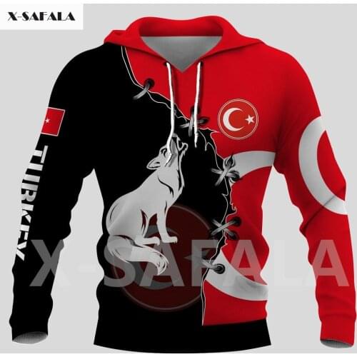 Turkey Viking National Emblem Skull Country Map Flag 3D All Printed Hoodie Man Women Harajuku Zipper Pullover Sweatshirt Jacket