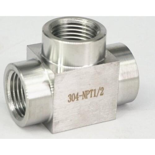 Pressure 300 bar 1/2" NPT Female 304 Stainless Steel Tee 3 Way Pipe Fitting Water Gas Oil