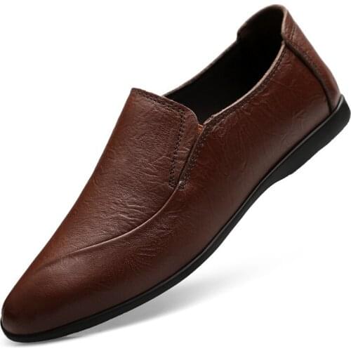 Casual New Men Genuine Leather Shoes Brand 2020 Italian Men Loafers Moccasins Breathable Slip on Black Driving Shoes