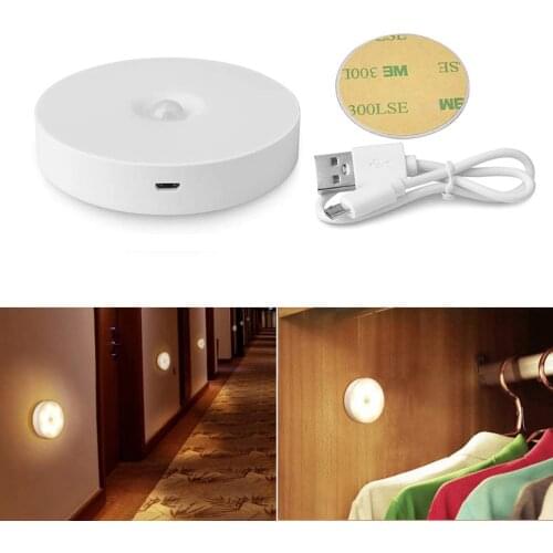 USB Charge LED Night Lights 6 LEDs PIR Motion Sensor Magnet Closet Wall Lamp Auto On/Off for Cabinet,Wardrobe,Counter,Kitchen