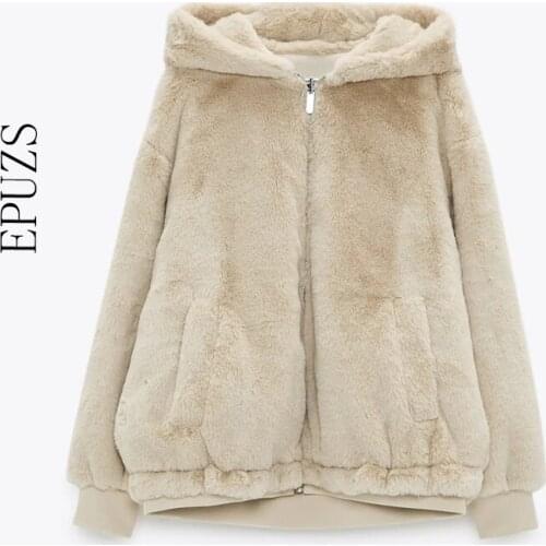 Winter coat women thick Fur jacket fashion Wear on both sides warm hooded coat casual female winter fur coat 2021 za
