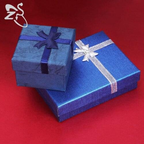 ZS 1pc Square jewelry organizer box Blue Color Engagement Ring For Earrings Necklace Bracelet Display Gift Box Holder