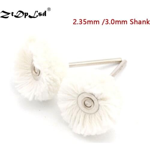 ZtDpLsd 6Pc 2.35/3.0mm Shank Cotton Polishing Flat Brush Grinding Wheel For Jewelry Arts Abrasive Metal Polish Rotary Clean Tool