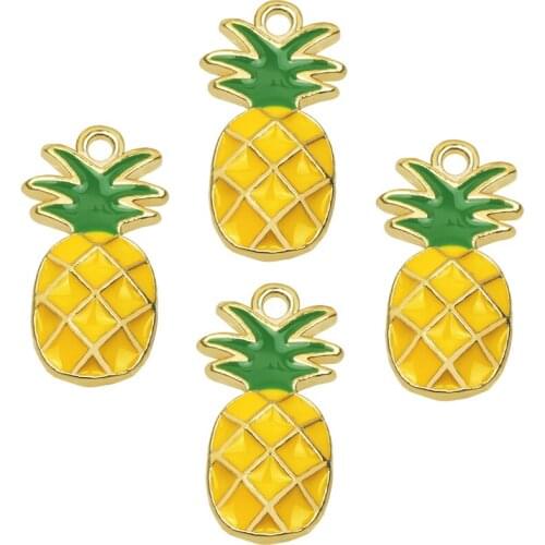 20PCS Gold Tone Alloy metal enamel lemon pendant charms Necklace Accessories Jewelry Findings Handmade Craft DIY Bangle Bracelet