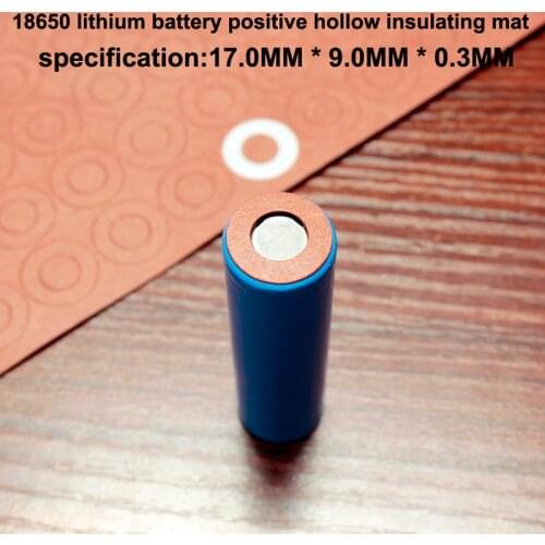 100pcs/lot Lithium battery 18650 positive hollow insulating pad red flat tip insulated surface mat meson 17*9.0*0.3MM
