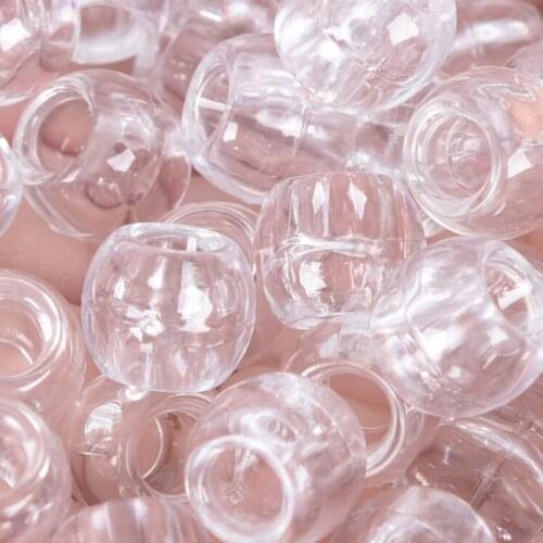 100pcs/lot Transparent Big Hole Braids Acrylic Hair Braid Dread Dreadlock Beads Rings For Hair Accessories