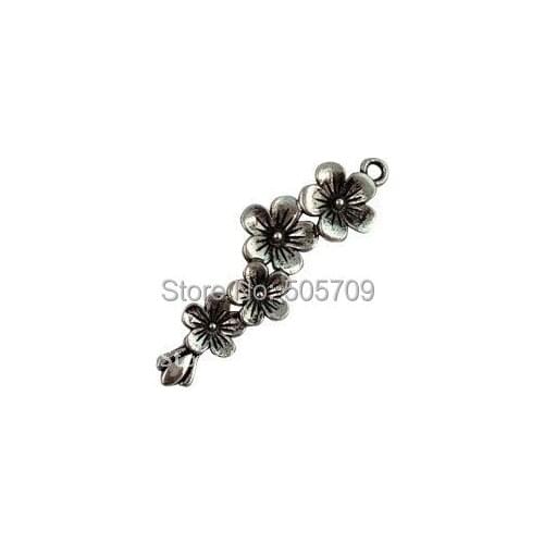 120Pcs Tibetan Silver Color Plum Blossom Charms A15038