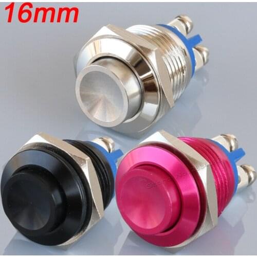 16mm Momentary Reset Concave High Push Button Switch S16C-10 Horn Screw Terminal 1NO Metal Switch