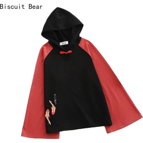 2021 Summer Casual Young Women Hoodies Harajuku Cartoon Printing Cotton Hoody Sweatshirt Sweet Female Pullover Patchwork Top