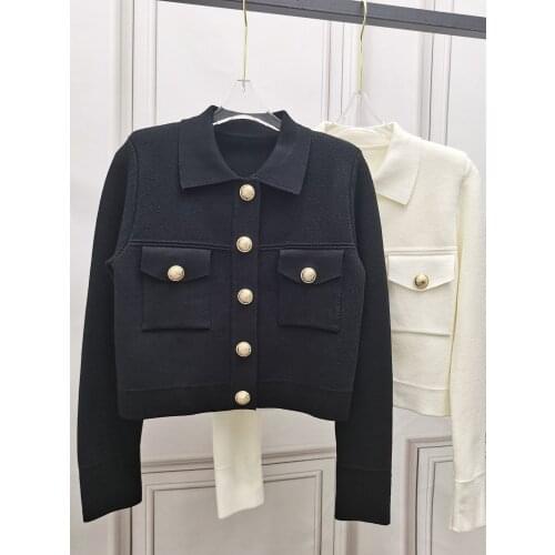 2021FW Autumn High Quality Women Luxury New Knitted Cardigan Female Chic Sweater Coat 2 Color Gdnz 8.31