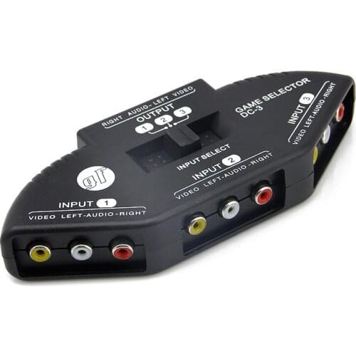 3x1 AV SWITCH Video Audio Switch RCA Lotus Switch 3-in-1-out Game Selector DC-3 Sharing Manual Switcher Box