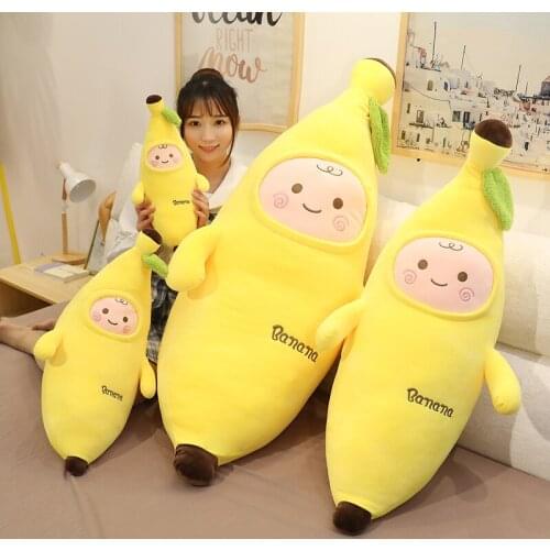 42/58/90/120cm Lovely Huge Size Plush Toys Banana Pillow Cute Stuffed Dolls Soft Cushion For Children Girls Birthday Gifts