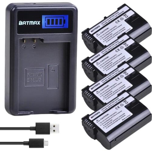 4x1900mAh EN-EL15 ENEL15 Batteries+LCD USB Charger for Nikon D600 D610 D600E D800 D800E D810 D7000 D7100 d750 D7200,Z6,Z7
