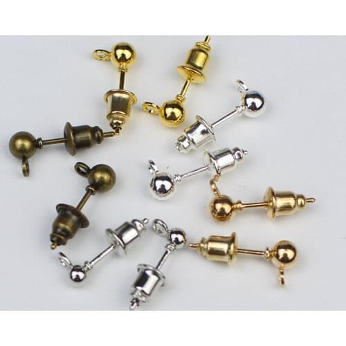 50pcs/lot 3mm/4mm/5mm Pin Findings Stud Earring Basic Pins Stoppers Connector For DIY Jewelry Making Supplies Accessories