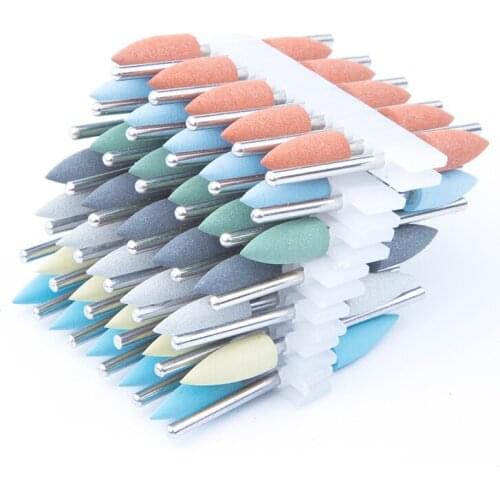 70pcs Silicone Rubber Polishers Diamond Polishing Burs 2.35mm Dental Lab Silicone Polishers 7 Colors Dental Materials Tool