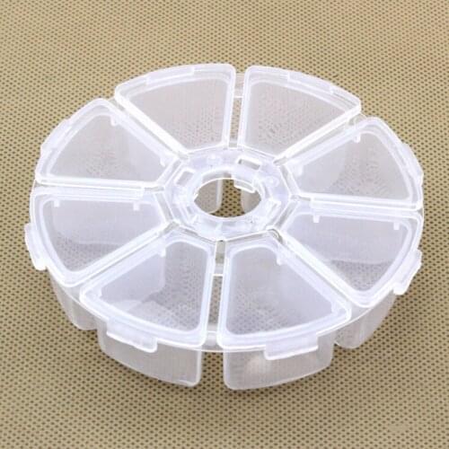 8 Slots Storage Box Case Organizer Bead Earrings Ring Charm Pendants Clear Round Transparent Holder Craft Display Jewelry