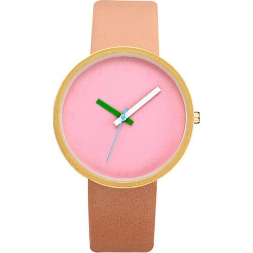 80%HOT Unisex Faux Leather Strap Round Dial Candy Color Analog Quartz Wrist Watch Gift