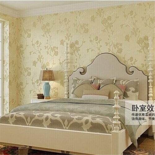 Beibehang of wall paper European Pastoral Non-Woven Wallpaper Flocking Floral Wall Paper Roll papel parede wall paper
