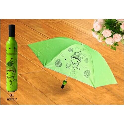Free Shipping 100 pcs 21"*8K wine bottle umbrella, UV-proof, silver covered fabric, galvanized frame, PP bottle