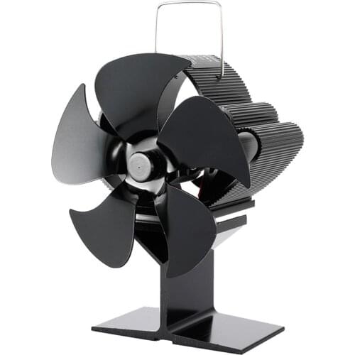 Black 5-blade Fireplace Fan Quiet Safe Heat Powered Stove Fan Wood Burning Fireplace Fan Home Efficient Heat Distribution Fans