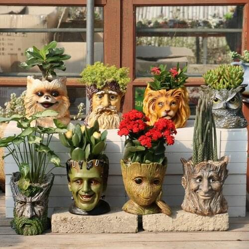 Human head green flower pot more meat tree people plant pots Galaxy guards creative Grout home decoration WF6061000