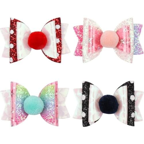 Ncmama Flower Pearls Hair Bows For Girls Glitter Hair Clips 3'' Small Floral Unicorn Bowknot Barrettes for Kids Hair Accessories