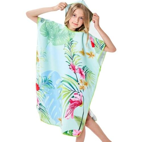 Zipsoft Microfiber Kids Beach Bathrobe Changing Robe Poncho with hood Surf Poncho Compact Quick Dry Hooded Towels Christmas Gift